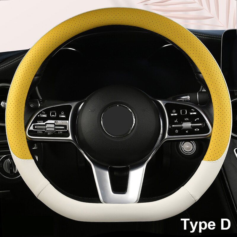 Steering Wheel Cover Manufacturer - Anti-Slip Leather Universal 38cm Shape O & D