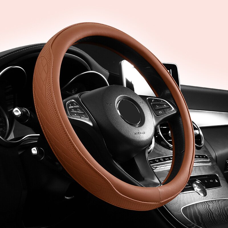 Steering Wheel Cover Manufacturer - Anti-Slip Leather Universal 38cm Shape O