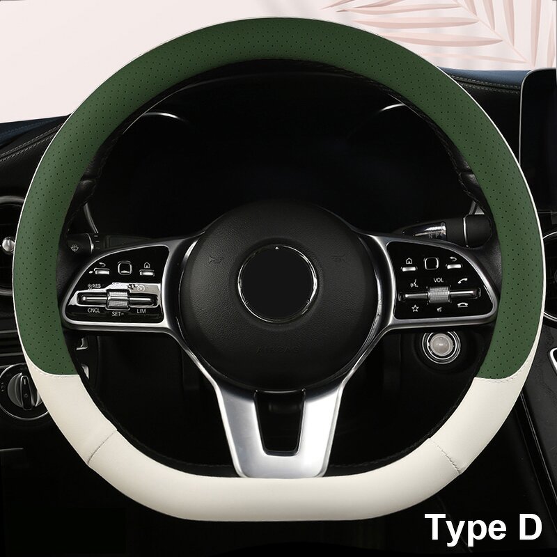 Steering Wheel Cover Manufacturer - Anti-Slip Leather Universal 38cm Shape O & D