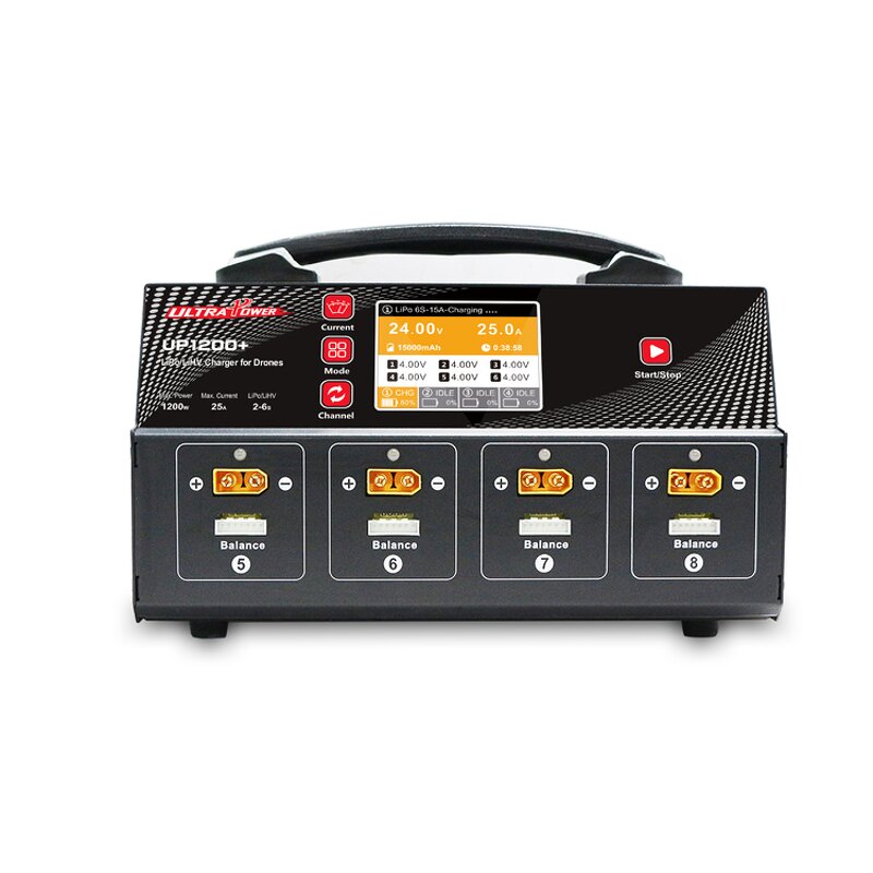 Battery Charger - Manufacturer - UP1200+ 25A 8 Channel 2-6S LiPo Balance Display Solid State