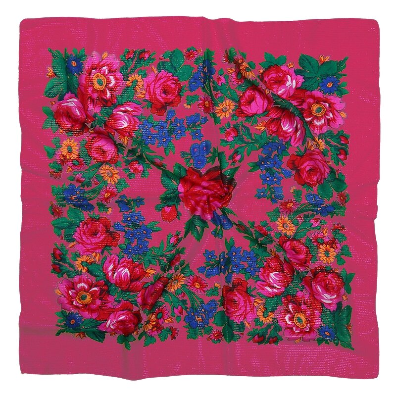 Babushka Neck Scarf - Manufacturer - Russian Ethnic Floral 70*70 cm Square Polyester Custom Logo