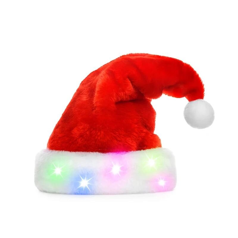 LED Santa Hat - Manufacturer - Light up With LED Lights Holiday Christmas Party Flashing