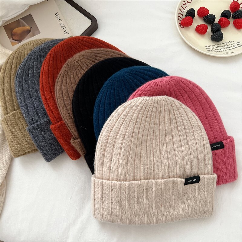 Wool Cuff Beanie - Manufacturer - Custom Label Double Layer Soft Cashmere Knitted Unisex