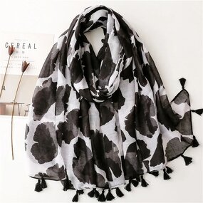Black Flower Scarf - Manufacturer - Hot Sell Fashion Cotton Tassel Muslim Women Long Hijab