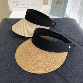 Straw Sun Visor - Manufacturer - Wholesale Summer Beach Rivet Wide Brim Anti-UV Packable Women