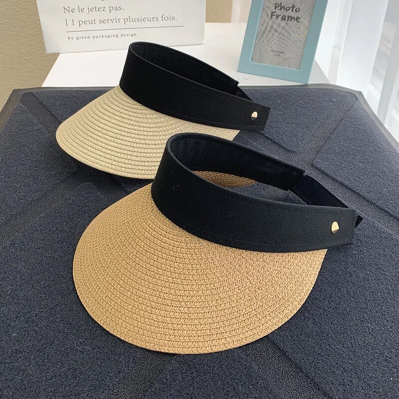 Straw Sun Visor - Manufacturer - Wholesale Summer Beach Rivet Wide Brim Anti-UV Packable Women