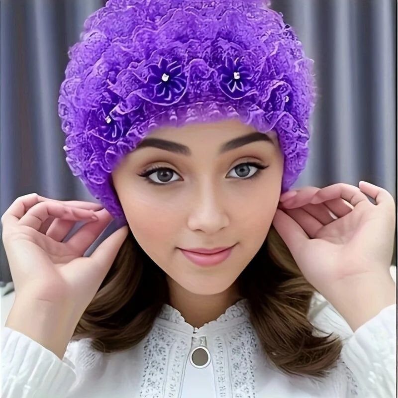 Polyester Turban Hat - Manufacturer - Elegant Floral Lace Elastic Chemotherapy Festive Parties