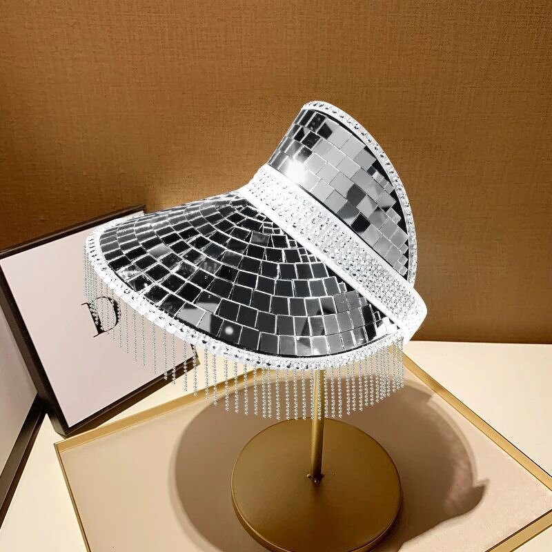 Disco Ball Baseball Hat - Manufacturer - Party Festival Mirrored Outdoors Golf Beach Tassel