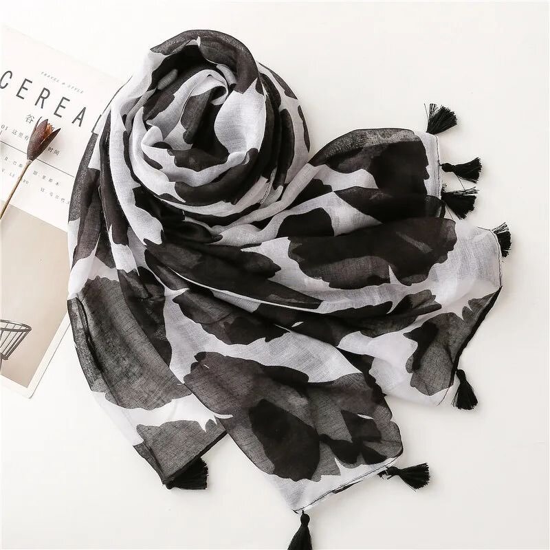 Black Flower Scarf - Manufacturer - Hot Sell Fashion Cotton Tassel Muslim Women Long Hijab