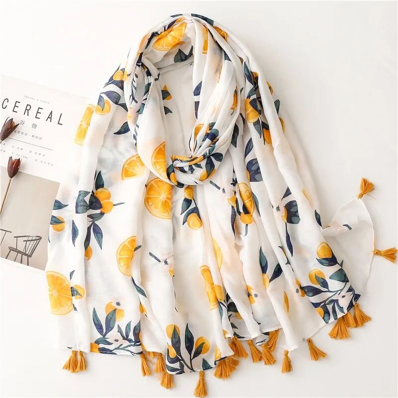 Orange Flower Scarf - Manufacturer - Hot Sell Stylish Printed Cotton Voile Muslim Hijabs