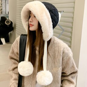 Pom Pom Beanie - Manufacturer - Women's Winter Plush Knit Cotton Ski Snow Ear Flaps Custom