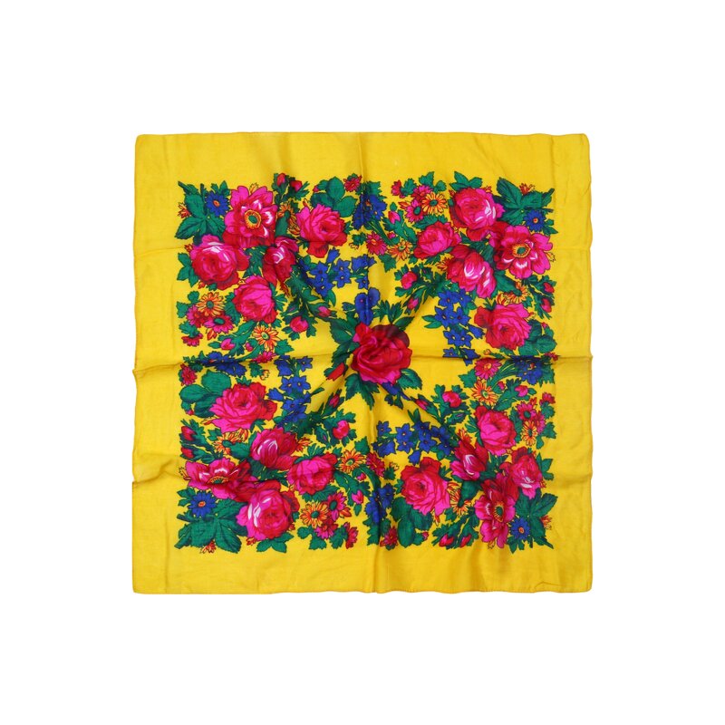 Babushka Neck Scarf - Manufacturer - Russian Ethnic Floral 70*70 cm Square Polyester Custom Logo