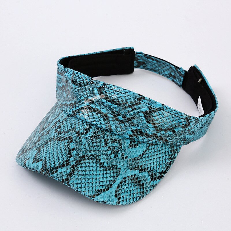 PU Leather Visor Cap - Manufacturer - Snake Pattern Adjustable UV Protection Golf Running Beach