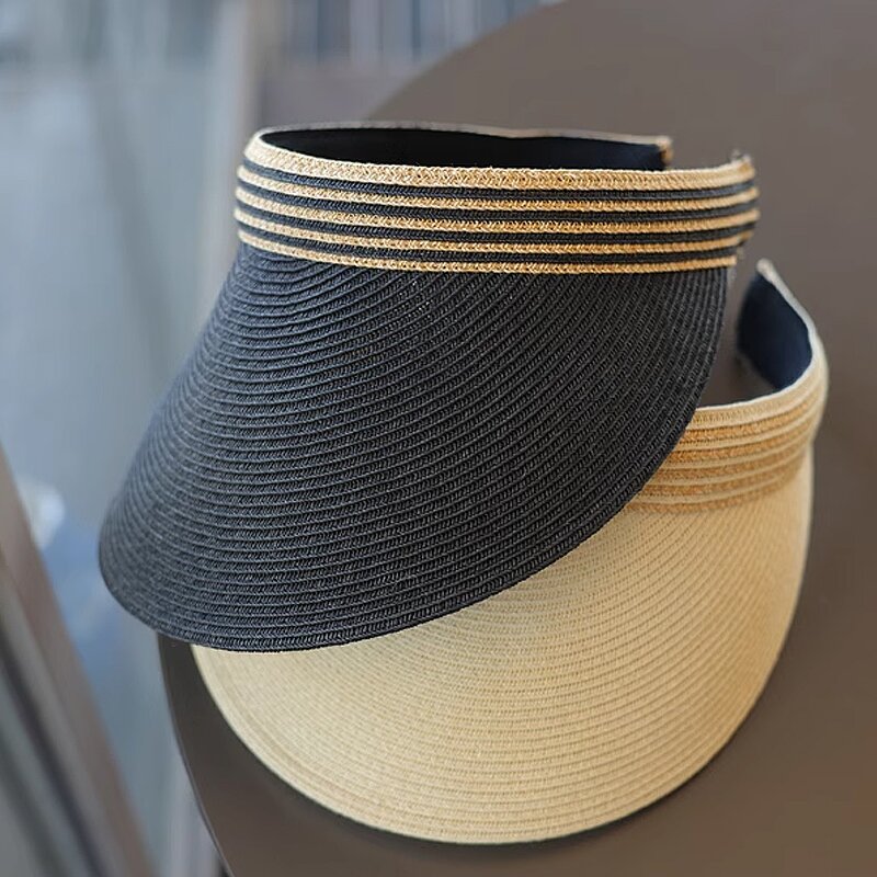 Fine Braid Visor Cap - Manufacturer - High Quality Two Tone Stripe UPF50+ Empty Top Ponytail