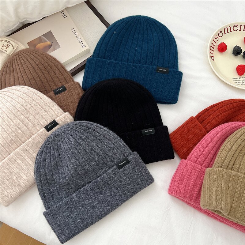Wool Cuff Beanie - Manufacturer - Custom Label Double Layer Soft Cashmere Knitted Unisex