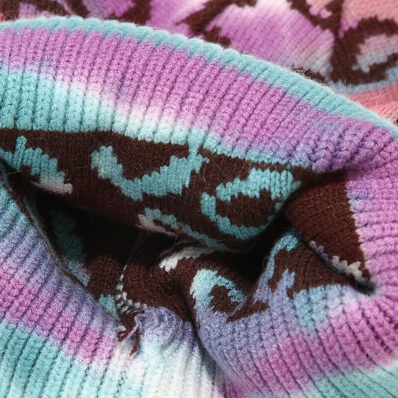 Tie Dye Beanie Hat - Manufacturer - Custom Double Layers Leopard Print Thick Winter Cuffed