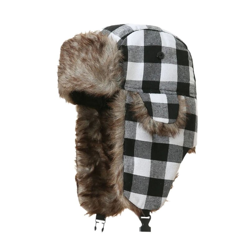 Faux Fur Trapper Hat - Manufacturer - Wholesale Plaid Lined Outdoor Sports Fishing Character