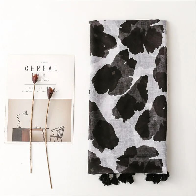 Black Flower Scarf - Manufacturer - Hot Sell Fashion Cotton Tassel Muslim Women Long Hijab