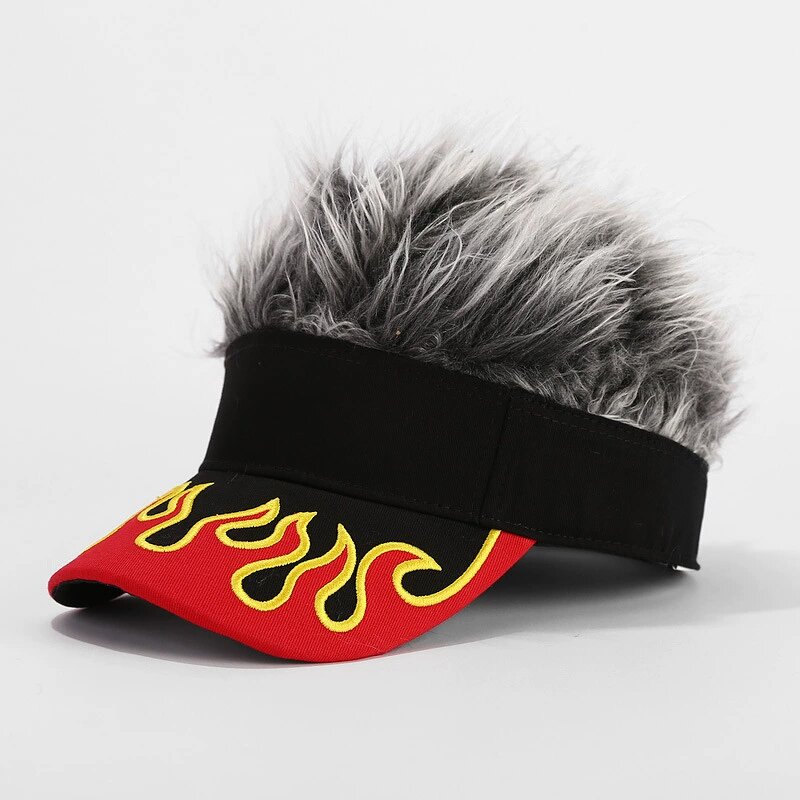 Golf Visor Sun Cap - Manufacturer - Custom Embroidery Novelty Hair Flames Wig Peaked Baseball