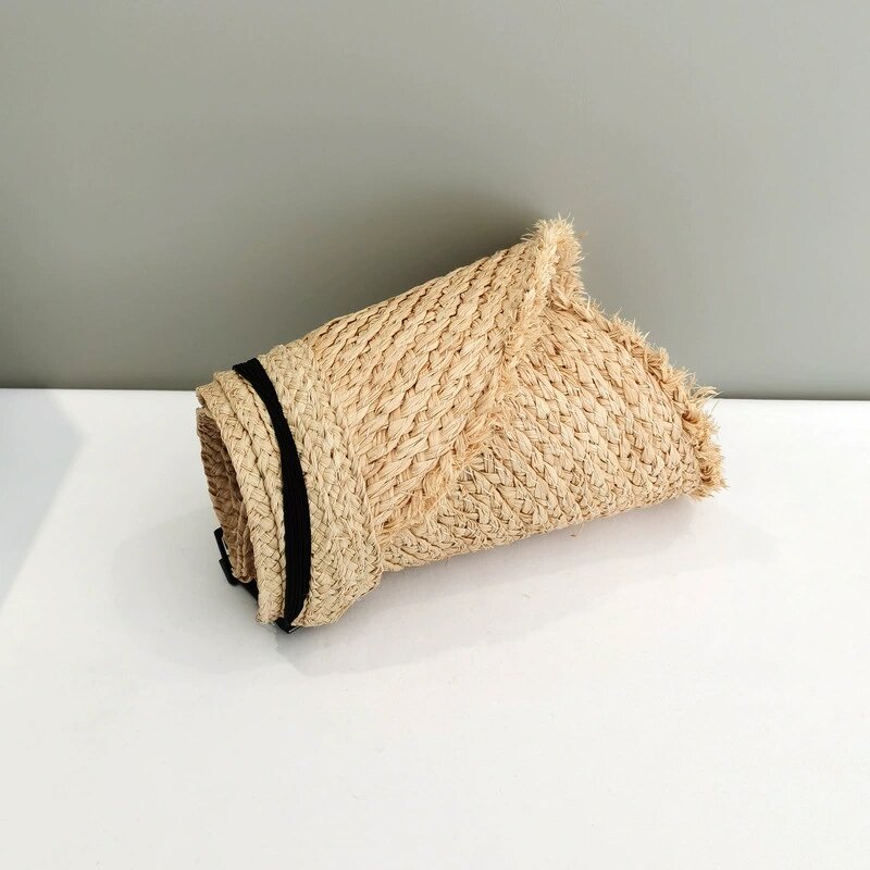Raffia Sun Visor - Manufacturer - Natural Wide Brim Anti-UV Adjustable Ponytail Beach Travel
