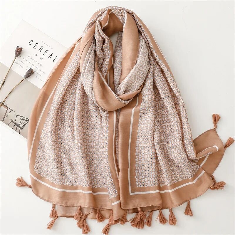 Yellow Floral Scarf - Manufacturer - Latest Design 180*90CM Tassel Muslim Hijab Wrap Shawls