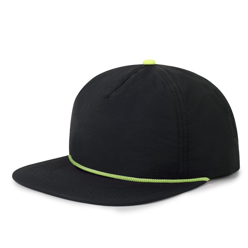 5 Panel Snapback Hat - Manufacturer - Wholesale Plain Flat Bill Quick Dry Nylon Adjustable Rope