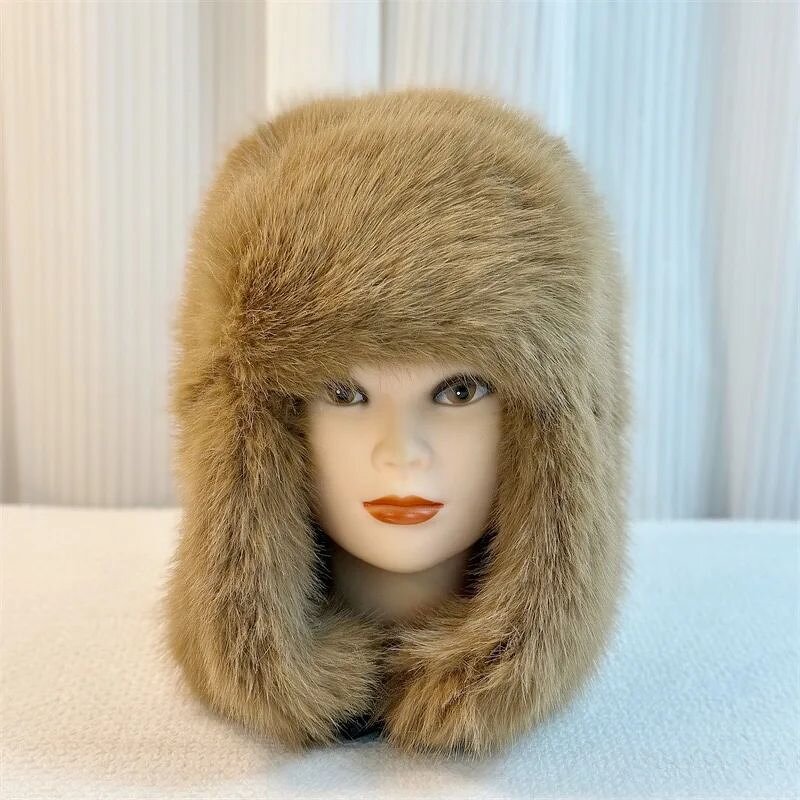 Fur Earflap Hat - Manufacturer - Women's 100% Polyester Russian Cold-Proof Winter Warm Fur Cap