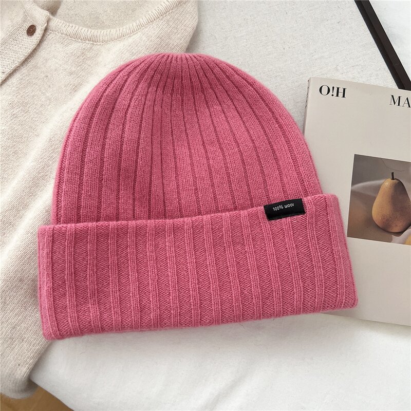 Wool Cuff Beanie - Manufacturer - Custom Label Double Layer Soft Cashmere Knitted Unisex