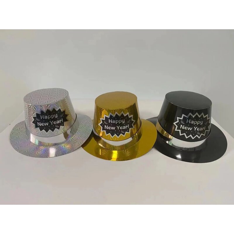 New Year Party Hat - Manufacturer - 2023 Gold Symphony Pattern Adult Ball Top Magic Hat