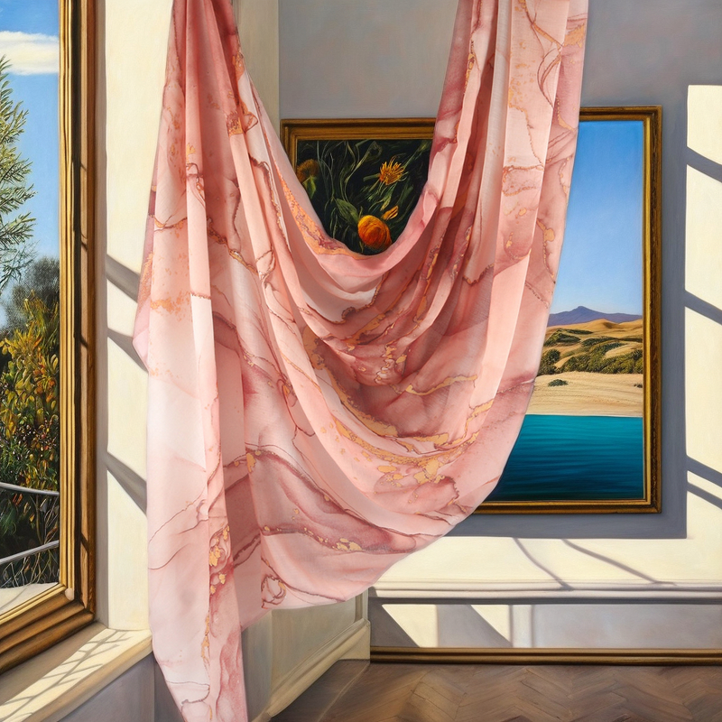 Modal Hijab Scarf - Manufacturer - 2025 Watercolor Marble Prints Shaded Polyester Ready Ship