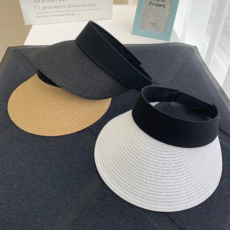 Straw Sun Visor - Manufacturer - Wholesale Summer Beach Rivet Wide Brim Anti-UV Packable Women