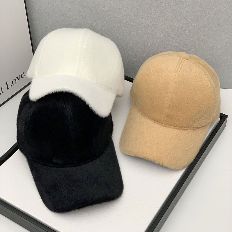 Velvet Baseball Cap - Manufacturer - Wholesale Women's Fall Plain 6 Panel Adjustable Faux Fur