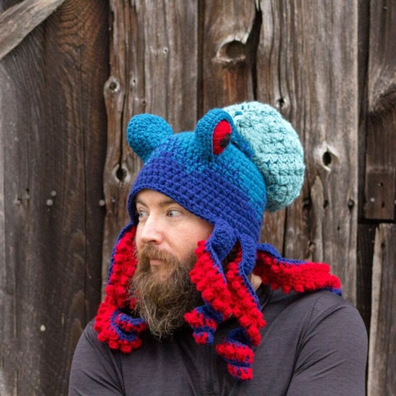 Novelty Knit Beanie - Manufacturer - Wholesale Unisex Funny Octopus Hand-woven Crochet Yarn