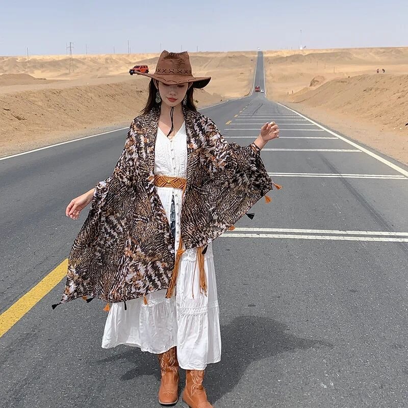 Zebra Pattern Scarf - Manufacturer - Wholesale Stylish Cotton Voile Silver Shiny Tassel