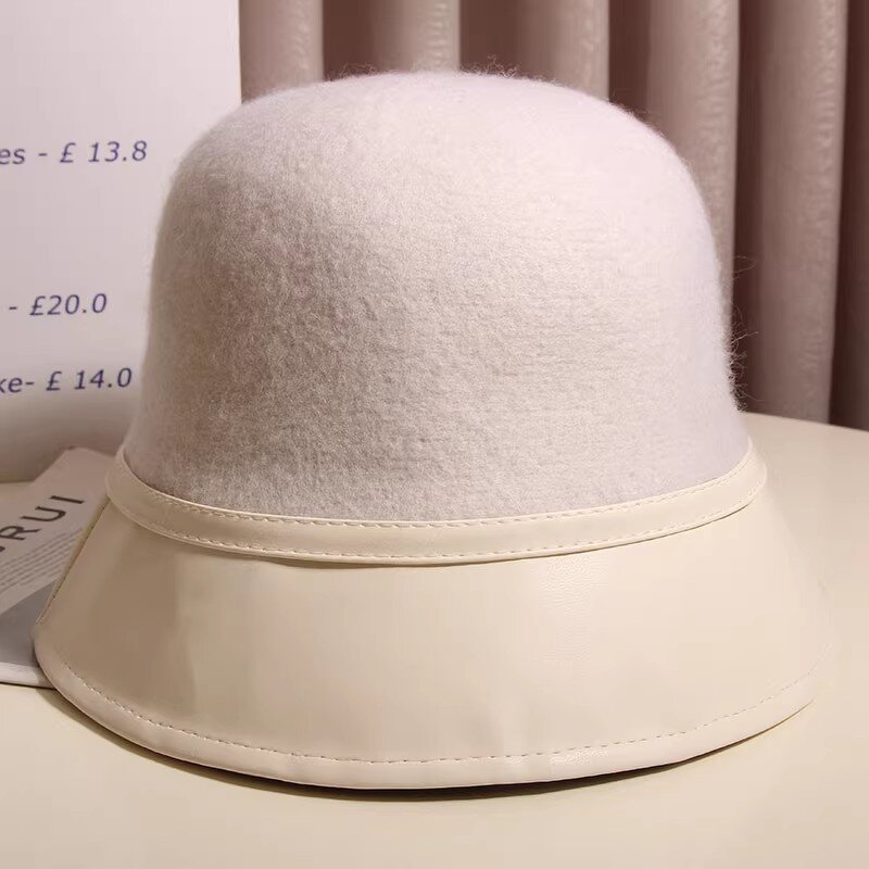Wool Cloche Hat - Manufacturer - Luxury Womens Winter Wide Brim 100%Pure Wool Felt Bowler