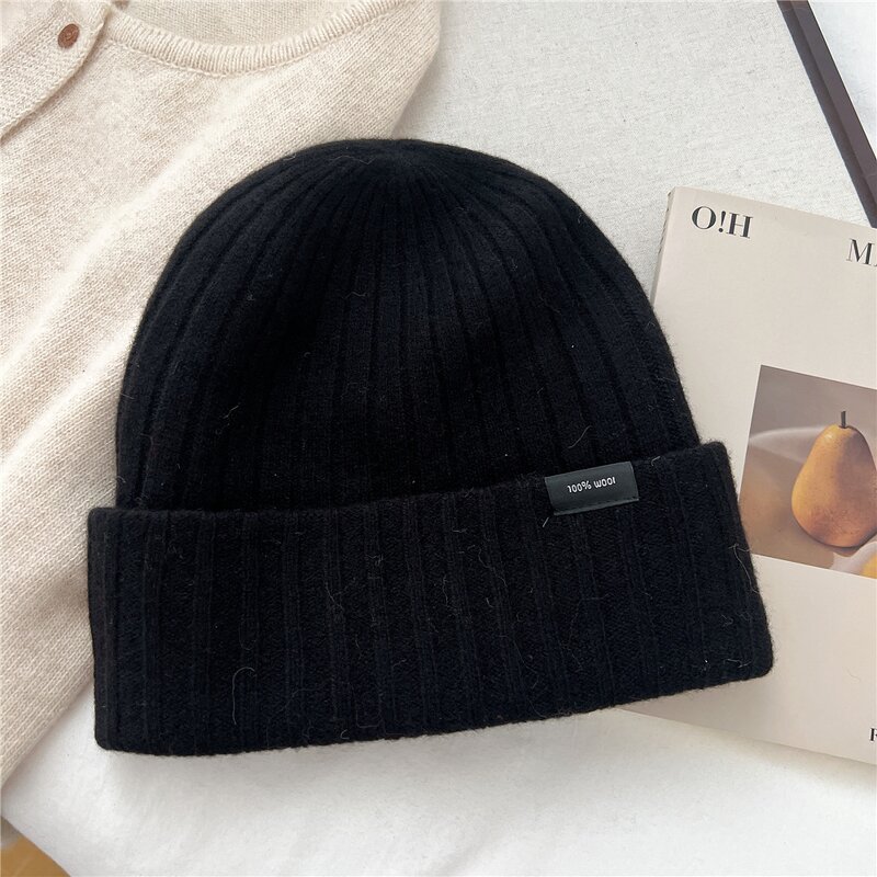 Wool Cuff Beanie - Manufacturer - Custom Label Double Layer Soft Cashmere Knitted Unisex