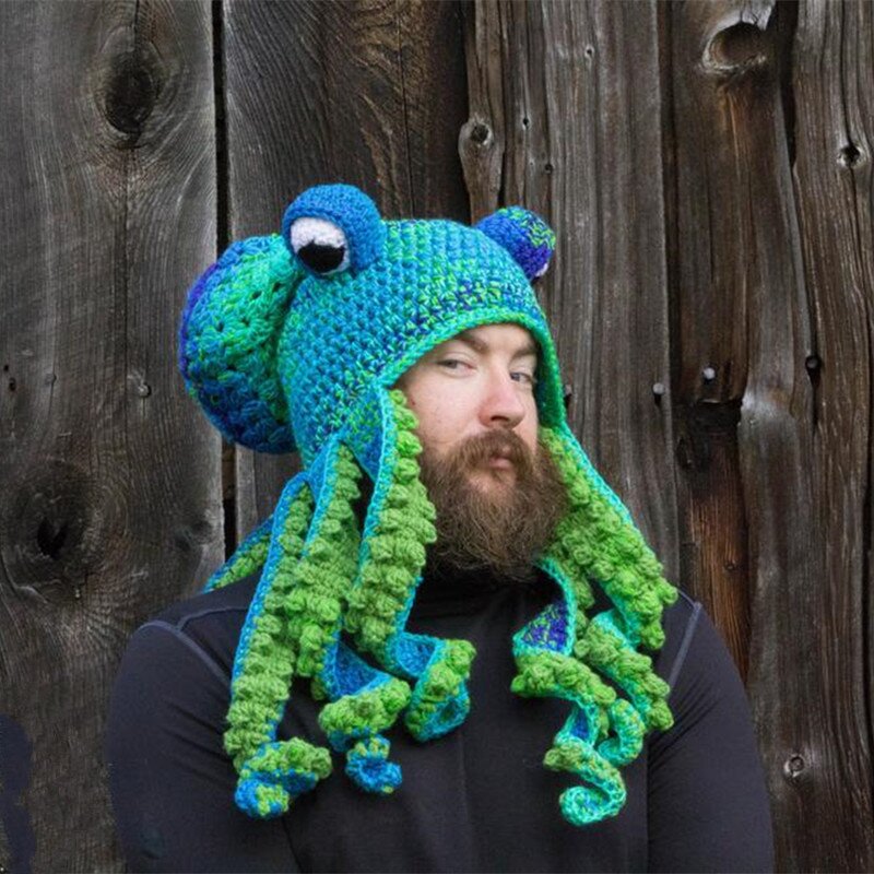 Novelty Knit Beanie - Manufacturer - Wholesale Unisex Funny Octopus Hand-woven Crochet Yarn