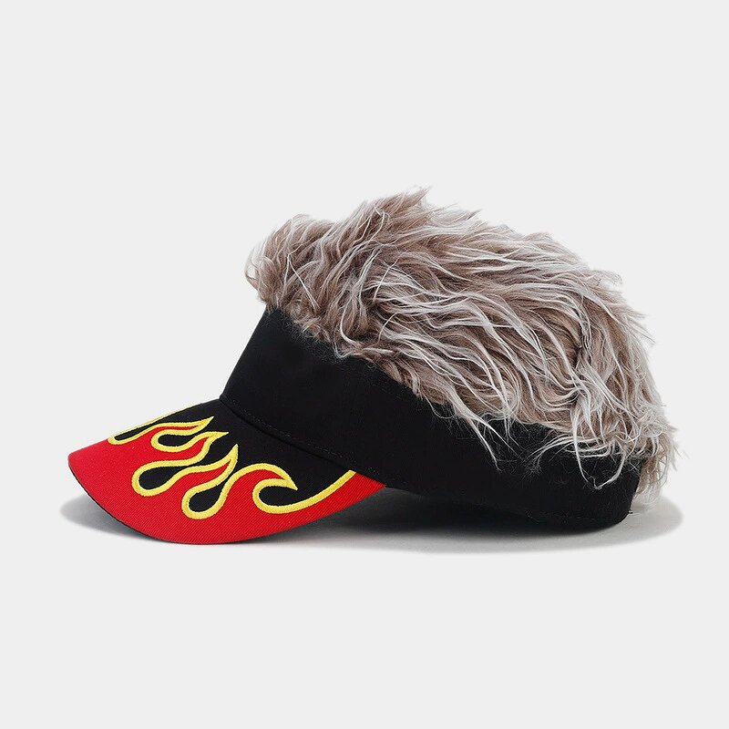 Golf Visor Sun Cap - Manufacturer - Custom Embroidery Novelty Hair Flames Wig Peaked Baseball
