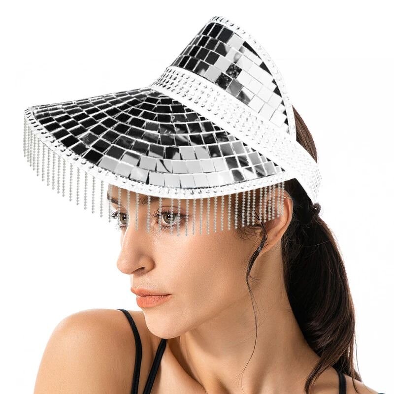 Disco Ball Baseball Hat - Manufacturer - Party Festival Mirrored Outdoors Golf Beach Tassel