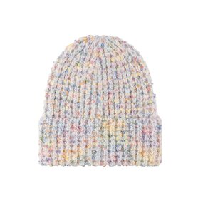 Speckled Beanie Hat - Manufacturer - Multicolor Wool Ribbed 3D Embroidery Bows Pattern Men Women