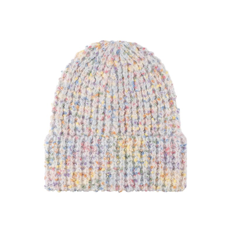 Speckled Beanie Hat - Manufacturer - Multicolor Wool Ribbed 3D Embroidery Bows Pattern Men Women