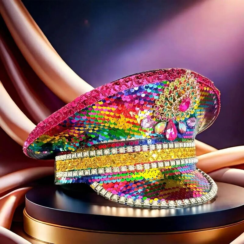 Sequin Party Caps - Manufacturer - Halloween Carnival Mardi Gras Glitter Adult Bachelor Bar