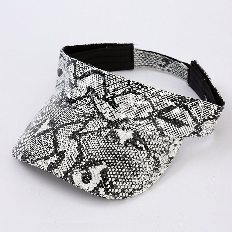 PU Leather Visor Cap - Manufacturer - Snake Pattern Adjustable UV Protection Golf Running Beach