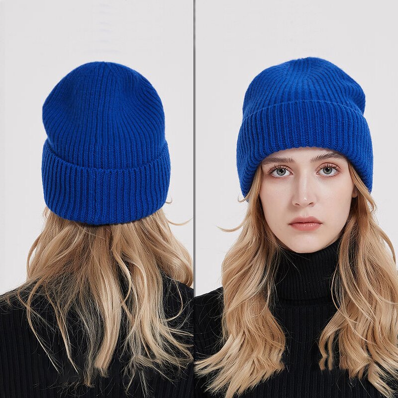 Wool Cuff Beanie - Manufacturer - Embroidered Patch Classic Ski Cuffed Skull Cap Winter Warm