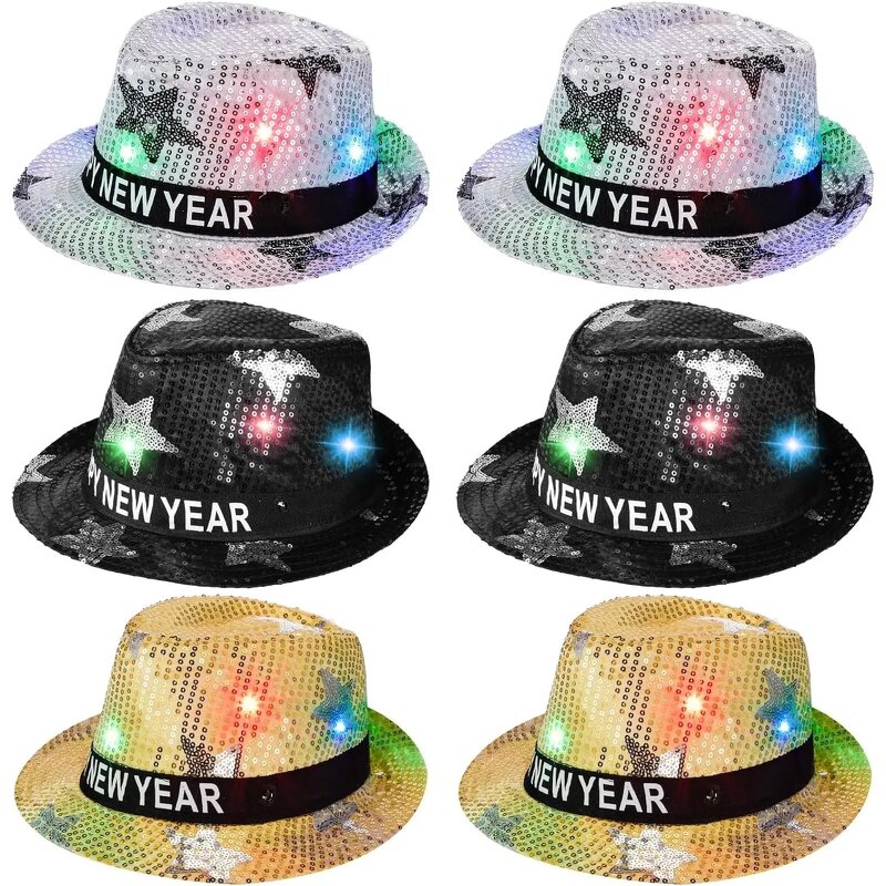 LED Cowboy Hat - Manufacturer - Halloween Christmas Sequin Flashing Light up Western Cosplay
