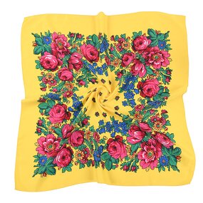 Babushka Neck Scarf - Manufacturer - Russian Ethnic Floral 70*70 cm Square Polyester Custom Logo