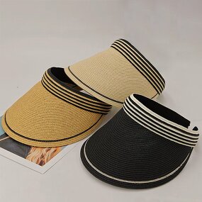 Fine Braid Visor Cap - Manufacturer - High Quality Two Tone Stripe UPF50+ Empty Top Ponytail