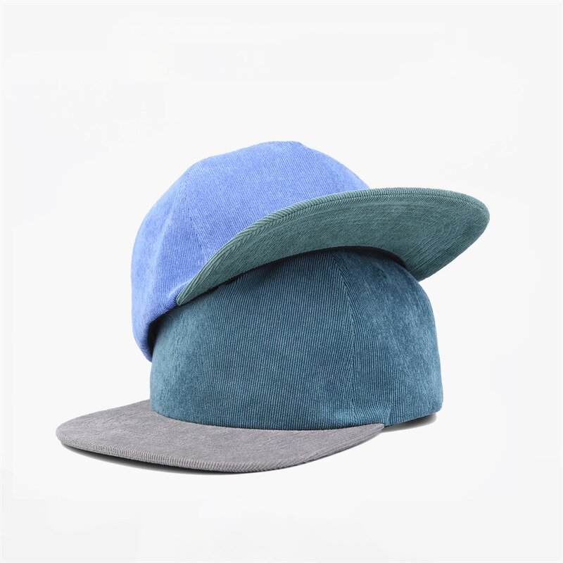 5 Panel Trucker Hat - Manufacturer - Wholesale Custom Classic Two Tone Corduroy Flat Brim Snapback