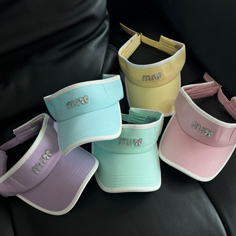 Rhinestone Sun Visor - Manufacturer - Custom Logo 100%Cotton Two Tone UPF50+ Running Golf