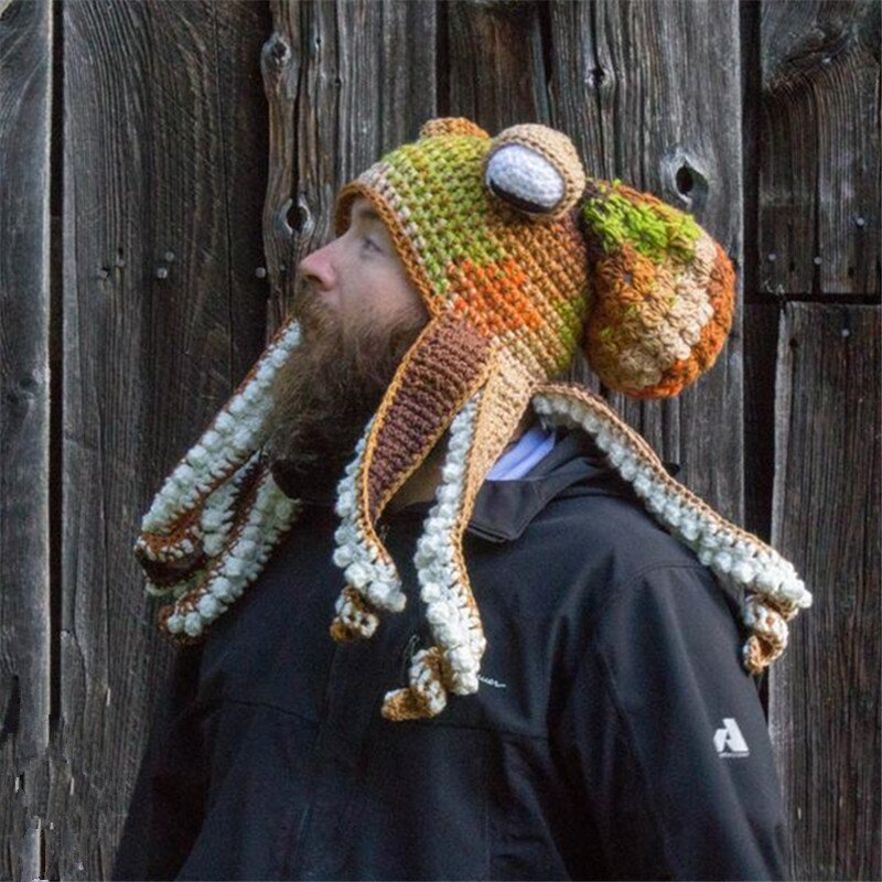 Novelty Knit Beanie - Manufacturer - Wholesale Unisex Funny Octopus Hand-woven Crochet Yarn